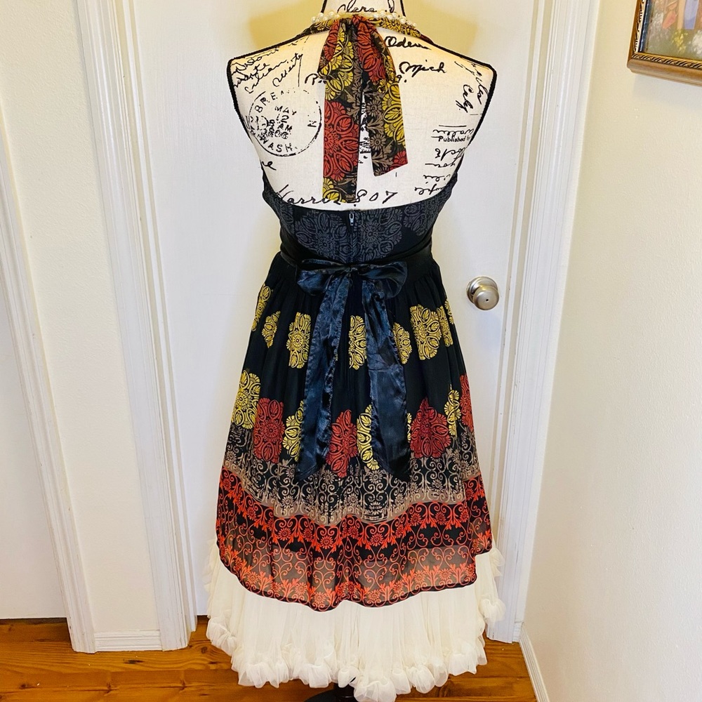 Halter Pattern Mini Dress Size Medium - image 2